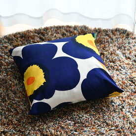 【セール40%OFF】 マリメッコ クッションカバー 50×50cm ウニッコ 60th Anniversary ネイビー×イエロー marimekko Unikko ビタミンカラー おしゃれ かわいい 人気 送料無料 _ss06