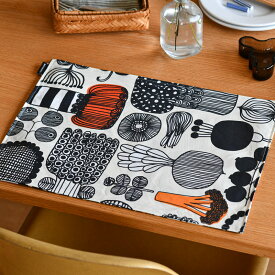 マリメッコ プレイスマット プータルフリンパルハート ブラック×オレンジ marimekko PUUTARHURIN PARHAAT おしゃれ かわいい 送料無料