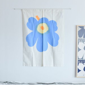 マリメッコ 日本限定 のれん 83×118cm ウニッコ パールブルー×イエロー×ホワイト marimekko Unikko ライトブルー×ライトイエロー おしゃれ かわいい 人気 送料無料