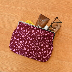 マリメッコ がま口 ポーチ ミニ ピックイネンウニッコ プオリカス ピンク×ダークレッド marimekko Pikkuinen Unikko Puolikas Kukkaro おしゃれ かわいい 人気 送料無料