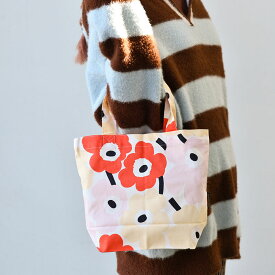 マリメッコ 日本限定 ミニ トートバッグ 27×22cm ミニ ウニッコ ライトピンク×オレンジ×ベージュ marimekko Mini Unikko おしゃれ かわいい 人気 送料無料