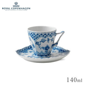 ���C���� �R�y���n�[�Q�� �R�[�q�[�J�b�v���\�[�T�[ 140ml 1�q �u���[�t���[�e�b�h �t�����[�X ROYAL COPENHAGEN Blue Fluted Full Lace ��������