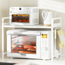 【クーポン利用で2880円＆選べる特典付】レンジ上ラック 伸縮式 幅39-65cm トースター・炊飯器対応 電子レンジラック レンジ台 キッチン収納 キッチンラック トースター ラック カウンター上 キッチン収納棚 伸縮式 大型レンジ対応 電子レンジ カウンター上 収納ラック