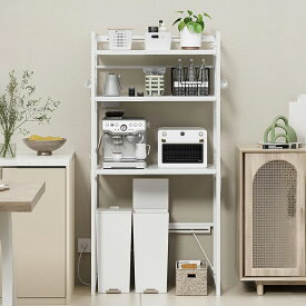 【即日発送＆日時指定可】冷蔵庫上ラック レンジ台 ゴミ箱上ラック キッチンラック 奥行き42 幅50 高さ170CM キッチン棚 炊飯器 ランドリーラック レンジ棚 耐荷重90kg 高さ13段階調節 大型電子レンジ対応 フック付き 頑丈 オープンラック 食器棚送料無料