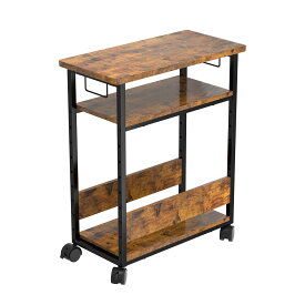 【即日発送★クーポン配布中】プリンター台 キャスター付き 3段 デスクサイドワゴン PC パソコンワゴン 幅60 奥行30 高さ70cm 高さ9段階調節 プリンタラック 取っ手付 キッチン収納 サイドデスク 木製 オフィス収納 送料無料