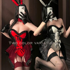 シダーエイト バニーガール コスチューム レディース セクシー バニー コスプレ イベント 衣装 蝶ネクタイ うさ耳 手袋 ストッキング 5点セット