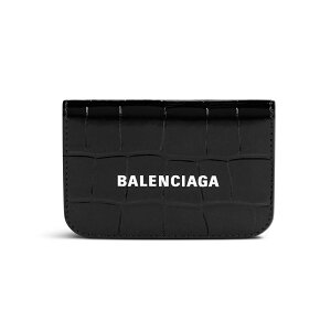 バレンシアガ BALENCIAGA レディース CASH MINI ウォレット シャイニークロコダイル型押しカーフスキン【ブラック 】【送料無料】【正規品】