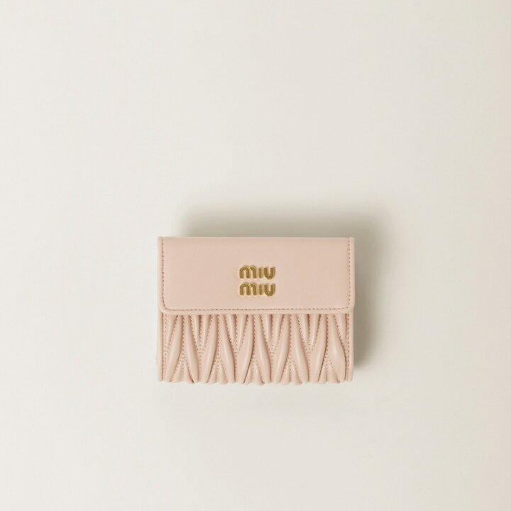 ミュウミュウ MIU MIU マテラッセレザー カードケース【ピンクベージュ 