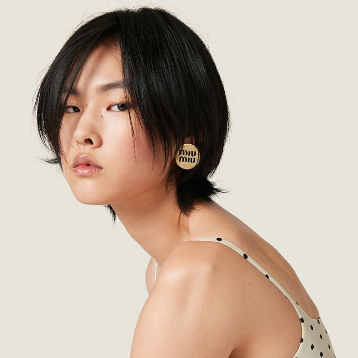 楽天市場】ミュウミュウ MIU MIU ミュウ ロゴ ピアス【ゴールド 