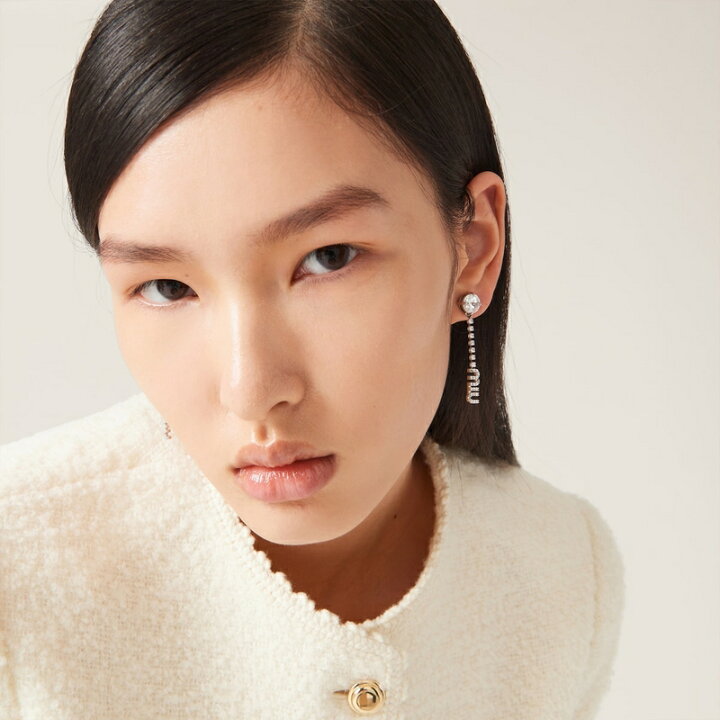 楽天市場】ミュウミュウ MIU MIU クリスタル付 メタル ピアス【ライト 