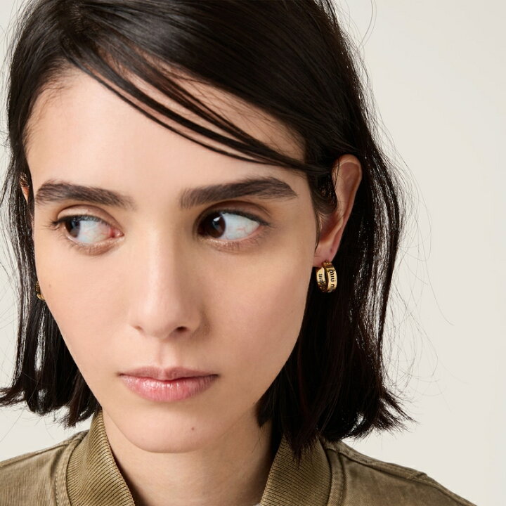 楽天市場】ミュウミュウ MIU MIU スモール ロゴ入り フープピアス 