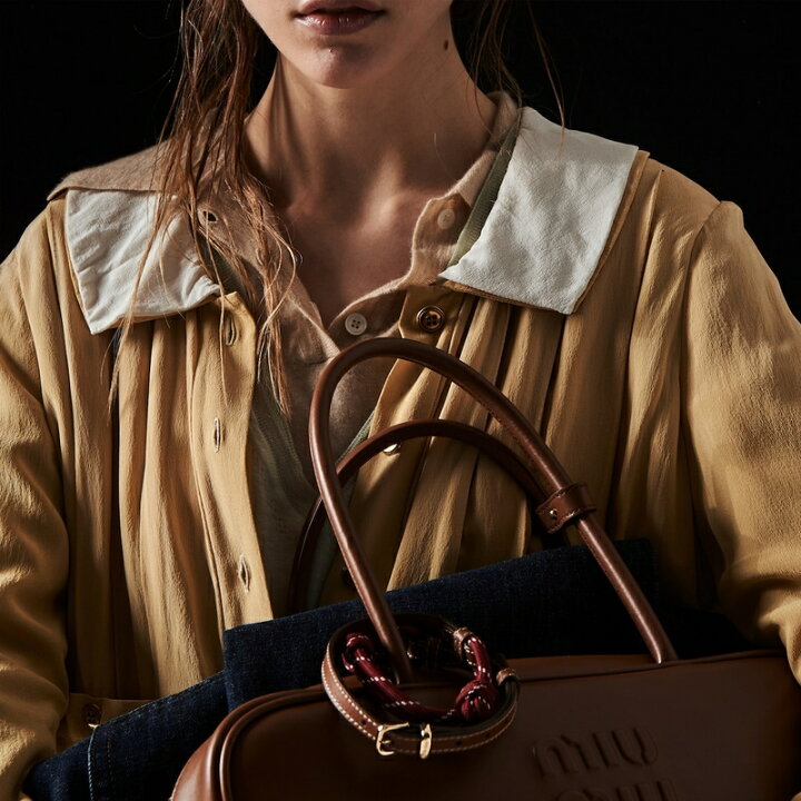楽天市場】ミュウミュウ MIU MIU レザー ボー バッグ【コニャック 