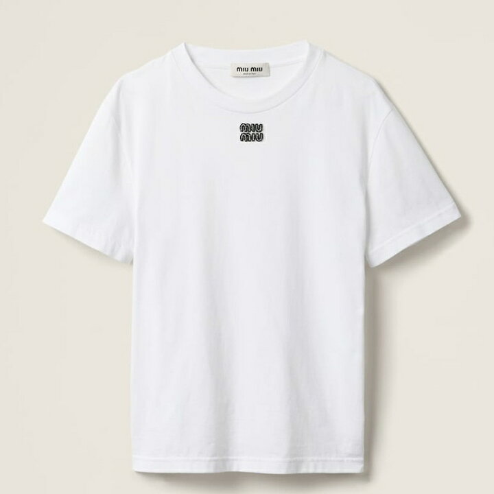 楽天市場】ミュウミュウ MIU MIU コットンジャージー Tシャツ 