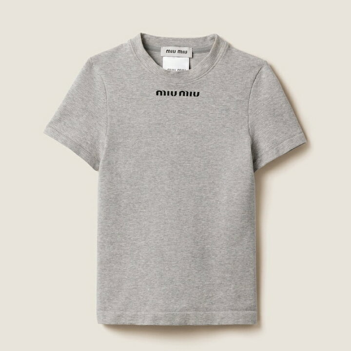 楽天市場】ミュウミュウ MIU MIU シームレス メランジ Tシャツ【グレー 