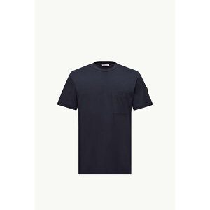 2025/26�H�~ MONCLER �����N���[�� �����YT-SHIRT IN COTONE E SETA CON LOGO E TASCAT�V���c�yblu navy �z�y���������z�y���K�i�z