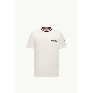 2025/26�H�~ MONCLER �����N���[�� �����YT-SHIRT CON LOGO RICAMATO IN COTONET�V���c�ybianco �z�y���������z�y���K�i�z