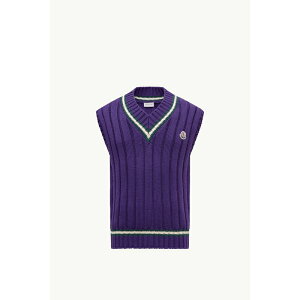 2025/26�H�~ MONCLER �����N���[�� �����YGILET CON SCOLLO A V IN LANA E COTONE�_�E���x�X�g�yviola �z�y���������z�y���K�i�z