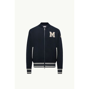 2025/26�H�~ MONCLER �����N���[�� �����YCARDIGAN IN MISTO LANA IMBOTTITO CON ZIP E MONOGRAMMA RICAMATO�W���P�b�g�yblu �z�y���������z�y���K�i�z