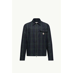 2025/26�H�~ MONCLER �����N���[�� �����YCAMICIA A MANICHE LUNGHE IN GABARDINE DI COTONE A QUADRI�V���c�ynero �z�y���������z�y���K�i�z