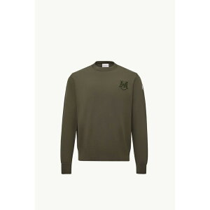 2025/26�H�~ MONCLER �����N���[�� �����YMAGLIONE IN COTONE CON RICAMO�Z�[�^�[�yverde oliva �z�y���������z�y���K�i�z