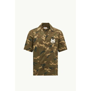 2025/26�H�~ MONCLER �����N���[�� �����YCAMICIA A MANICHE CORTE IN COTONE CON STAMPA�V���c�yverde & marrone �z�y���������z�y���K�i�z