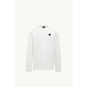 2025/26�H�~ MONCLER �����N���[�� �����YT-SHIRT A MANICHE LUNGHE IN COTONE CON LOGO GRAFICOT�V���c�ybianco �z�y���������z�y���K�i�z