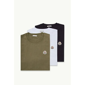 2025/26�H�~ MONCLER �����N���[�� �����YT-SHIRT IN COTONE CON PATCH LOGATO (SET DA TRE)T�V���c�ynero/bianco/verde oliva �z�y���������z�y���K�i�z