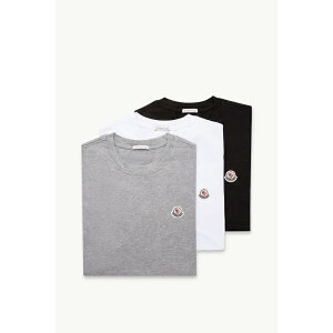 2025/26�H�~ MONCLER �����N���[�� �����YT-SHIRT IN COTONE CON PATCH LOGATO (SET DA TRE)T�V���c�ybianco & nero & grigio �z�y���������z�y���K�i�z