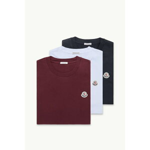 2025/26�H�~ MONCLER �����N���[�� �����YT-SHIRT IN COTONE CON PATCH LOGATO (SET DA TRE)T�V���c�ybianco, blu navy e bordeaux �z�y���������z�y���K�i�z