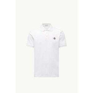2025/26�H�~ MONCLER �����N���[�� �����YPOLO IN COTONE PIQUET CON PATCH LOGATO�|���V���c�ybianco �z�y���������z�y���K�i�z