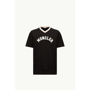 2025/26�H�~ MONCLER �����N���[�� �����YT-SHIRT CON SCOLLO A V IN PIQUET DI COTONE CON LOGO RICAMATOT�V���c�ynero �z�y���������z�y���K�i�z