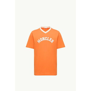 2025/26�H�~ MONCLER �����N���[�� �����YT-SHIRT CON SCOLLO A V IN PIQUET DI COTONE CON LOGO RICAMATOT�V���c�yarancione �z�y���������z�y���K�i�z