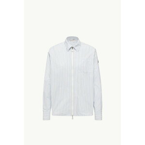 2025/26秋冬 MONCLER モンクレール レディースCAMICIA A RIGHE A MANICHE LUNGHEシャツ【bianco/azzurro 】【送料無料】【正規品】