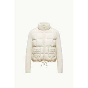 2025/26H~ MONCLER N[ fB[XCARDIGAN IMBOTTITO IN LANA CON ZIP E TRAPUNTATURA A QUADRIJ[fBKybianco zyzyKiz