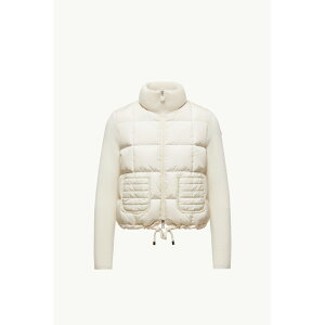 2025/26H~ MONCLER N[ fB[XZIPPED WOOL CARDIGAN WITH CHECKED QUILTINGWPbgyBianco zyzyKiz