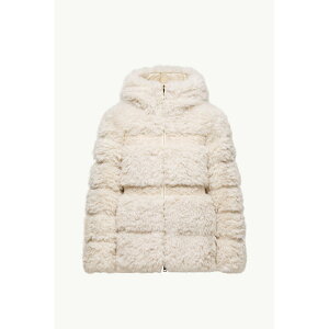 2025/26�H�~ MONCLER �����N���[�� ���f�B�[�XVERIE SHORT TEDDY-EFFECT DOWN JACKET WITH HOOD�_�E���W���P�b�g�yBianco Avorio �z�y���������z�y���K�i�z