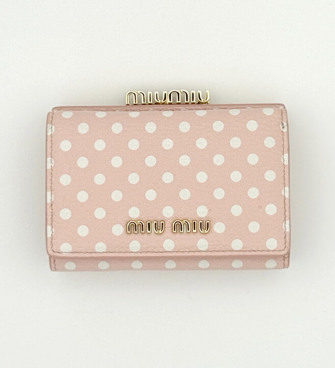 楽天市場】【即納】ミュウミュウ MIU MIU ドット柄の折財布【ピンク 