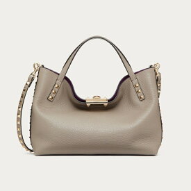 ヴァレンティノ VALENTINO 2024春夏 レディース☆ロックスタッズ グレイン カーフスキン スモール バッグ【dove grey 】【送料無料】【正規品】