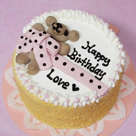KumaRibbonDeco　4号12cm　犬用ケーキ　犬用お誕生日ケーキ　ドッグケーキ　わんこケーキ