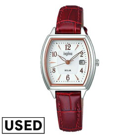【中古】 セイコー アルバ 腕時計 レディース ソーラー SEIKO ALBA AHJD413 白 赤 革ベルト()() 新古品