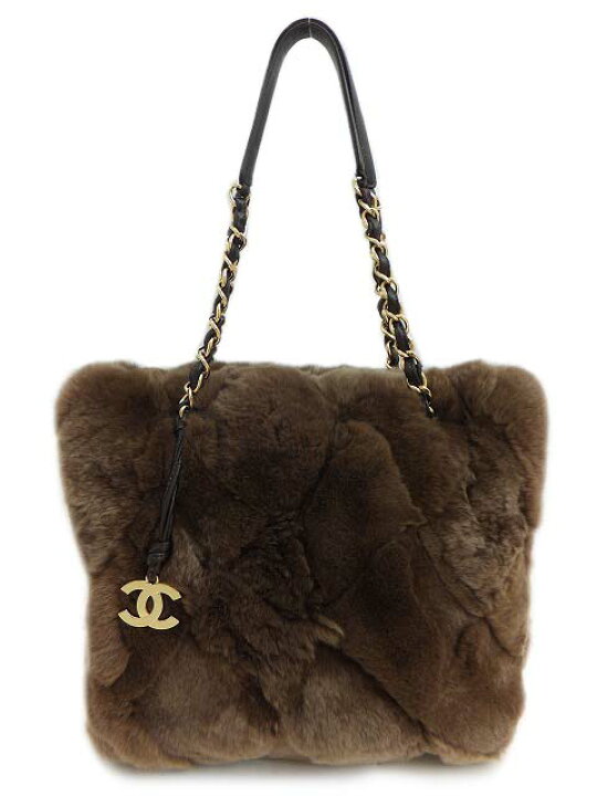 楽天市場】CHANEL ファーショルダーバック ブラウン 美品 