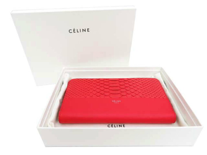 楽天市場】CELINE ラウンドファスナー長財布 パイソン×カーフ レッド 
