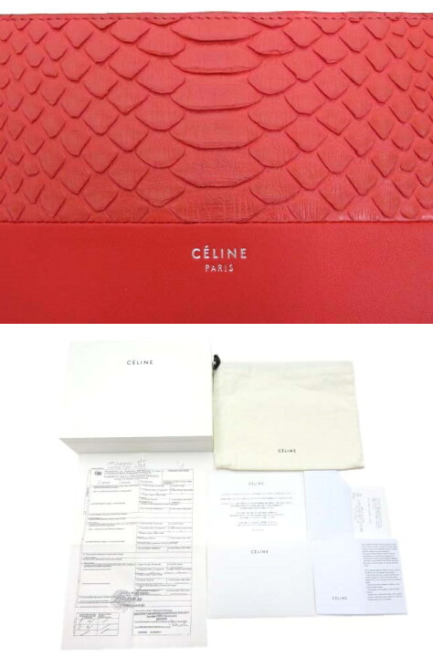 楽天市場】CELINE ラウンドファスナー長財布 パイソン×カーフ レッド 