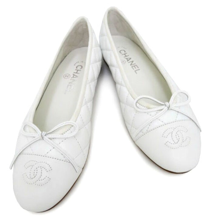 楽天市場】CHANEL バレリーナ フラットシューズ キルティングレザー 