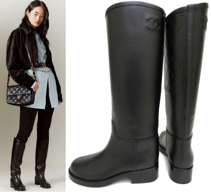楽天市場】CHANEL High Boots ロング ブーツ ココマーク キルティング  