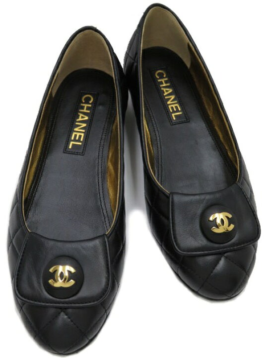 楽天市場】CHANEL バレリーナ フラットシューズ G45047 キルティング  