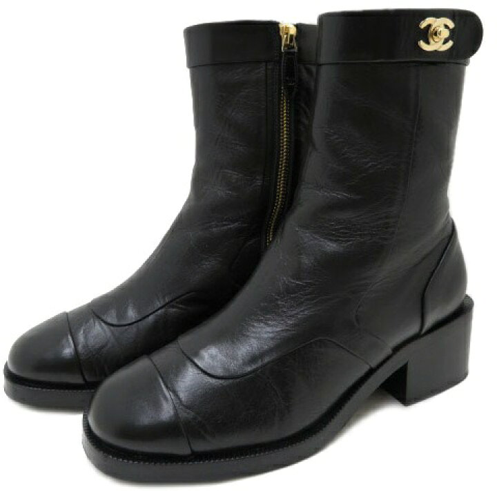 楽天市場】CHANEL Ankle Boots ターンロック ブーツ 