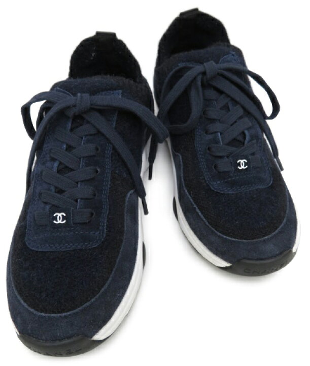 楽天市場】CHANEL スニーカー G38750 ニット×スエード ネイビー ＃36  