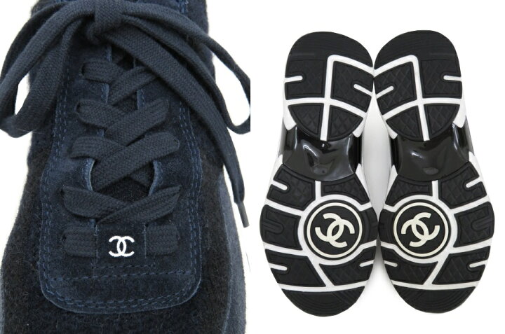 楽天市場】CHANEL スニーカー G38750 ニット×スエード ネイビー ＃36 