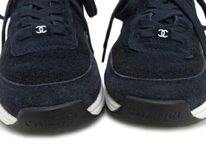 楽天市場】CHANEL スニーカー G38750 ニット×スエード ネイビー ＃36 